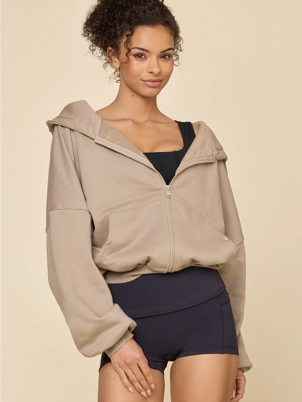 POPFLEX Taupe Zip Cloud Hoodie size S/M